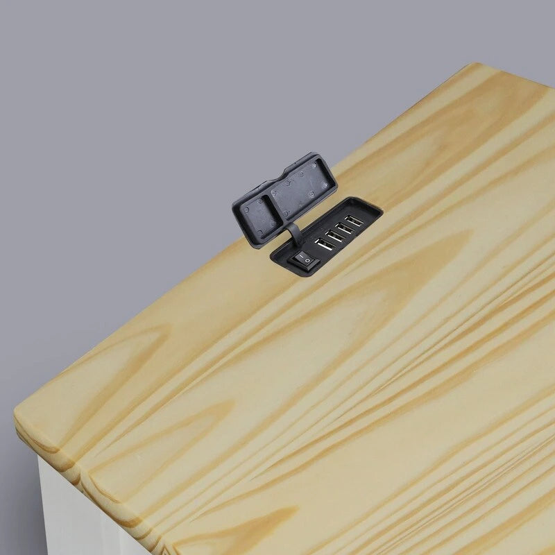 Table de chevet en bois massif 1 tiroir avec ports USB