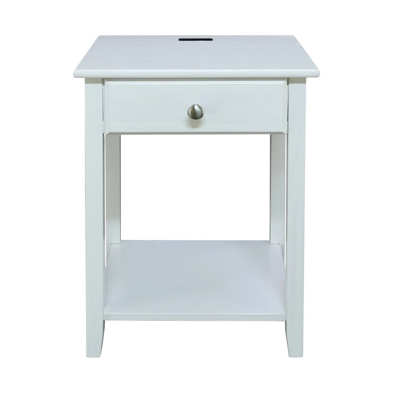 Table de chevet en bois massif 1 tiroir avec ports USB