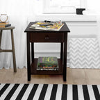 Table de chevet en bois massif 1 tiroir avec ports USB