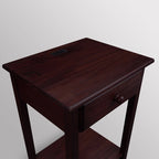 Table de chevet en bois massif 1 tiroir avec ports USB