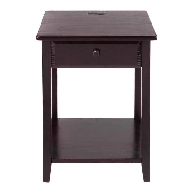 Table de chevet en bois massif 1 tiroir avec ports USB