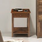 Table de chevet en bois massif 1 tiroir avec ports USB