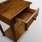 Table de chevet en bois massif 1 tiroir avec ports USB