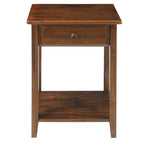 Table de chevet en bois massif 1 tiroir avec ports USB