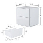 Table de chevet LED blanche moderne Tables de chevet laquées brillantes avec 2 tiroirs