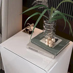Table de chevet LED blanche moderne Tables de chevet laquées brillantes avec 2 tiroirs