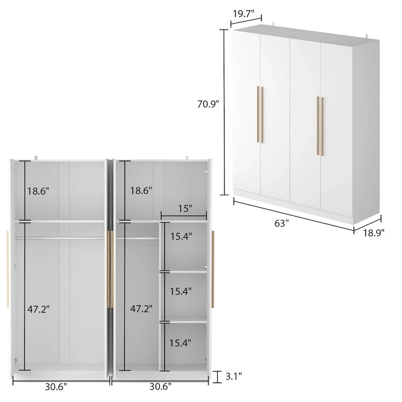 Grande armoire de chambre à coucher 4 portes