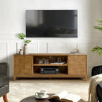 August Modern Media Console TV Stand with 2 Drawers and Sliding Doors for TVs up to 78 by 