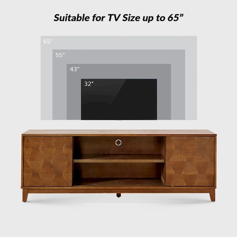 Meuble TV moderne avec 2 tiroirs et portes coulissantes pour téléviseurs jusqu'à 78 pouces