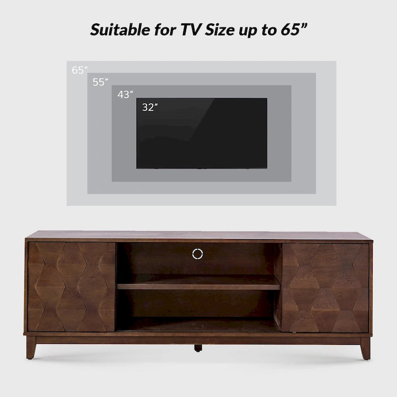 Meuble TV moderne avec 2 tiroirs et portes coulissantes pour téléviseurs jusqu'à 78 pouces