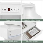 Table de chevet 3 tiroirs avec station de charge pour chambre à coucher