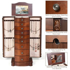 Grande boîte de rangement à bijoux en bois - 17 x 12 x 39.5 (L x l x H)
