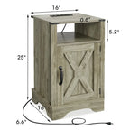 Table de chevet rustique avec station de charge et porte coulissante style grange