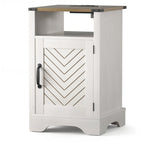 Table de chevet rustique avec station de charge et porte coulissante style grange