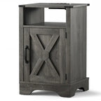 Table de chevet rustique avec station de charge et porte coulissante style grange