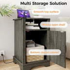Table de chevet rustique avec station de charge et porte coulissante style grange