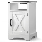 Table de chevet rustique avec station de charge et porte coulissante style grange