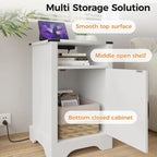Table de chevet rustique avec station de charge et porte coulissante style grange