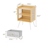Table de chevet en bois avec pieds en métal - Lot de 2