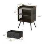 Table de chevet en bois avec pieds en métal - Lot de 2