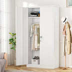Armoire de rangement en métal verrouillable de 72 po de haut avec tringle de suspension pour garage, salle de sport, bureau à domicile