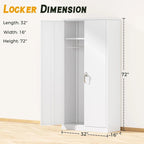 Armoire de rangement en métal verrouillable de 72 po de haut avec tringle de suspension pour garage, salle de sport, bureau à domicile