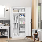 Armoire de rangement en métal verrouillable de 72 po de haut avec tringle de suspension pour garage, salle de sport, bureau à domicile