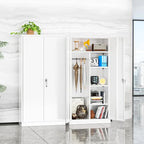Armoire de rangement en métal verrouillable de 72 po de haut avec tringle de suspension pour garage, salle de sport, bureau à domicile