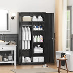 Armoire de rangement en métal verrouillable de 72 po de haut avec tringle de suspension pour garage, salle de sport, bureau à domicile