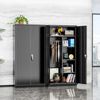 Armoire de rangement en métal verrouillable de 72 po de haut avec tringle de suspension pour garage, salle de sport, bureau à domicile