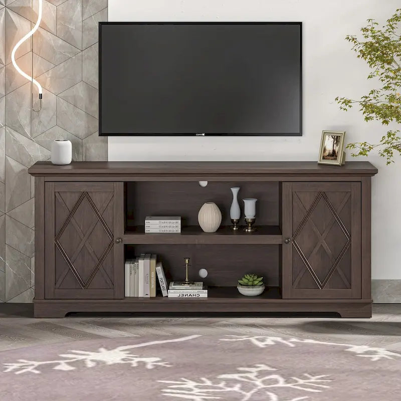 70 Farmhouse TV Stand Console for TVs up to 75 inch - Easy Assembly - 70 in Width