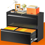 Classeur métallique latéral à 2 tiroirs avec serrure