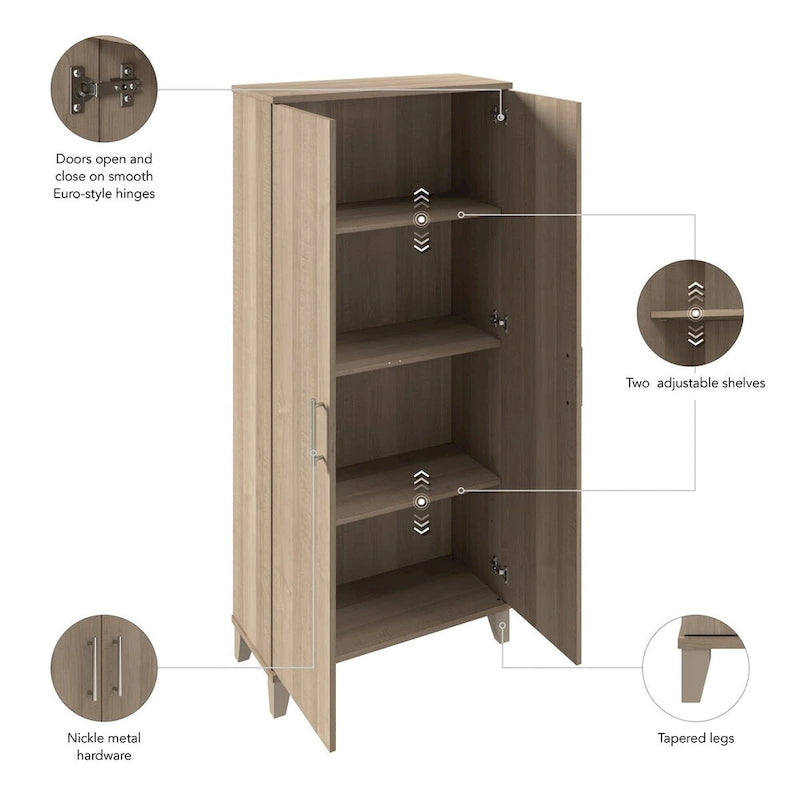 Armoire de rangement haute avec portes et étagères