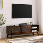 Meuble TV moderne en rotin pour téléviseur 65 pouces