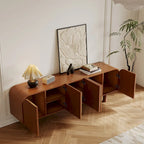 Meuble TV en bois mi-siècle, Console média marron moderne pour salon, Pré-assemblé - 70,87x15,7