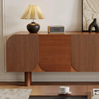 Meuble TV en bois mi-siècle, Console média marron moderne pour salon, Pré-assemblé - 70,87x15,7