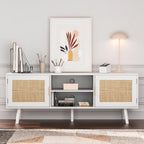 Meuble TV moderne du milieu du siècle pour téléviseurs jusqu'à 75 pouces, centre de divertissement, console multimédia