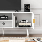 Meuble TV moderne du milieu du siècle pour téléviseurs jusqu'à 75 pouces, centre de divertissement, console multimédia