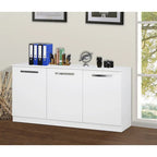  Miami White Wood Grain 3-Door Contemporary Credenza File Cabinet