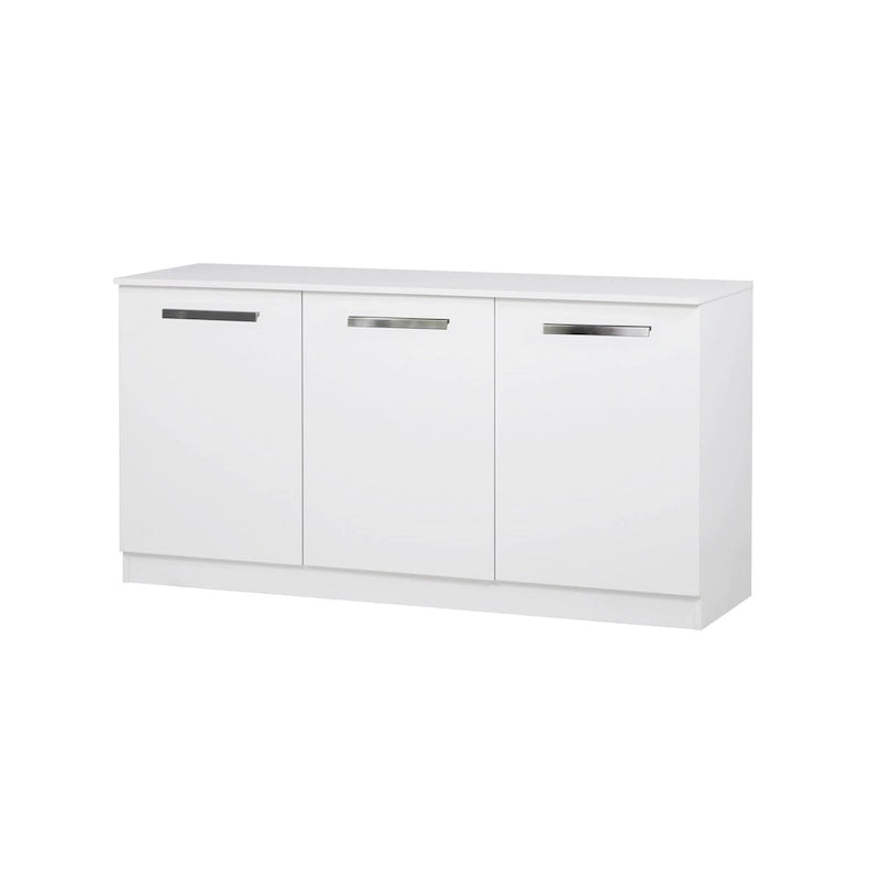 Bahut/Meuble de classement contemporain 3 portes aspect bois blanc