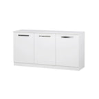 Bahut/Meuble de classement contemporain 3 portes aspect bois blanc