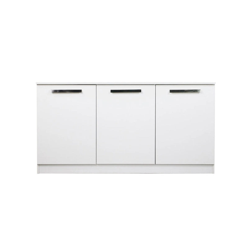 Bahut/Meuble de classement contemporain 3 portes aspect bois blanc