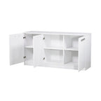 Bahut/Meuble de classement contemporain 3 portes aspect bois blanc