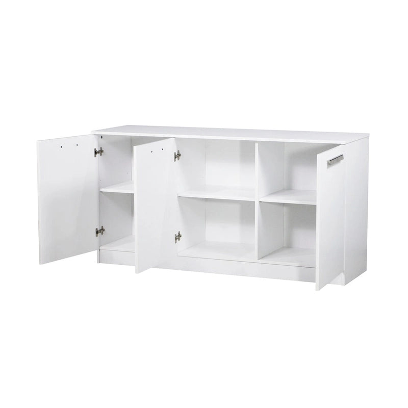 Bahut/Meuble de classement contemporain 3 portes aspect bois blanc