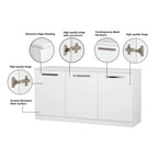 Bahut/Meuble de classement contemporain 3 portes aspect bois blanc