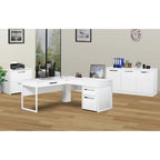 Bahut/Meuble de classement contemporain 3 portes aspect bois blanc