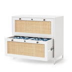 Meuble de rangement latéral 2 tiroirs Bois Rotin avec serrure pour bureau à domicile