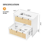 Meuble de rangement latéral 2 tiroirs Bois Rotin avec serrure pour bureau à domicile