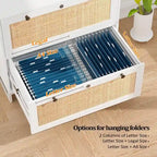 Meuble de rangement latéral 2 tiroirs Bois Rotin avec serrure pour bureau à domicile