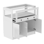 Vitrine avec plateau en verre trempé et rangement verrouillable – 39,4